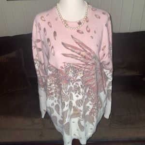 Marex Italia • Women • Wool • Pink • Size Large • Sweater • Owl Design